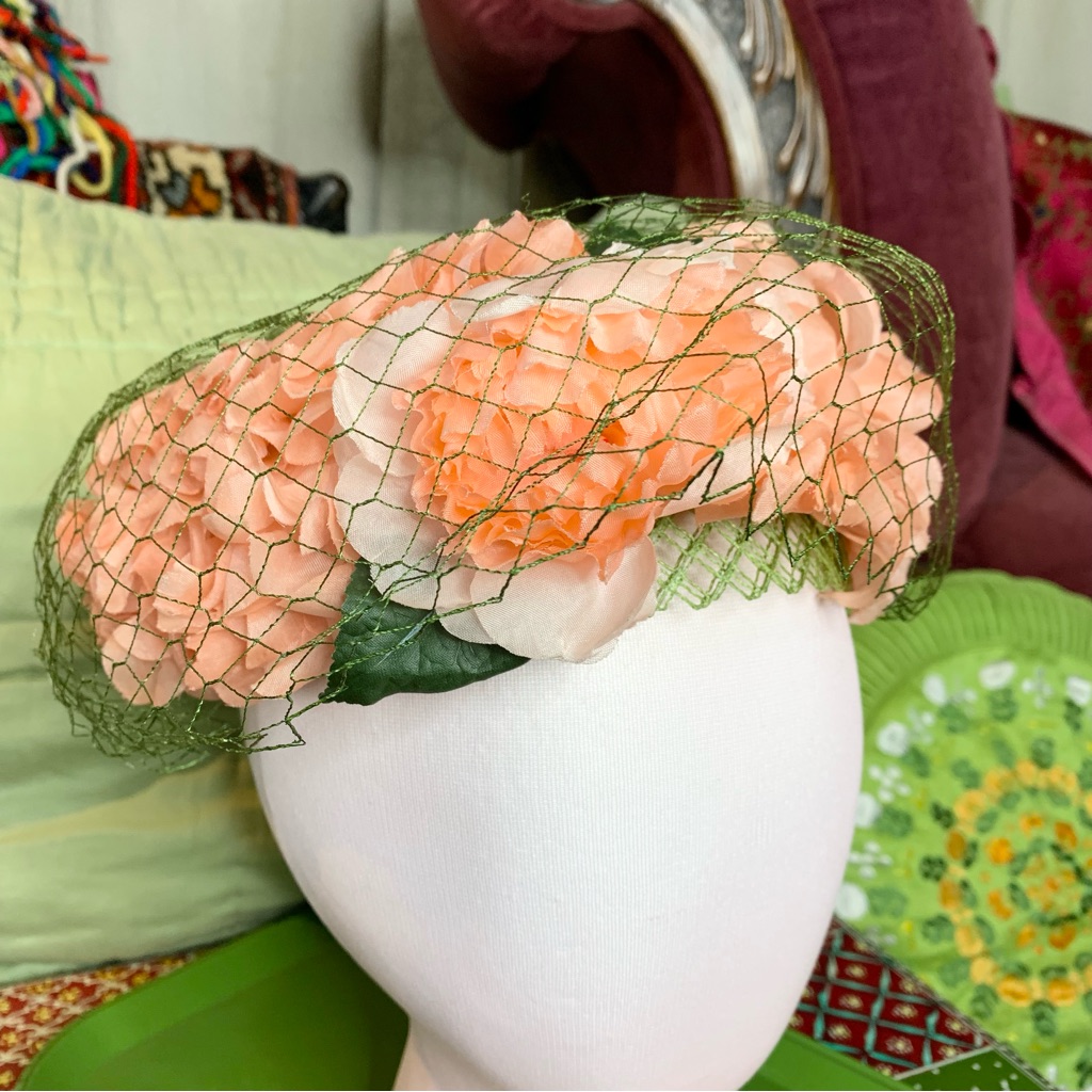60s Floral Pillbox Hat